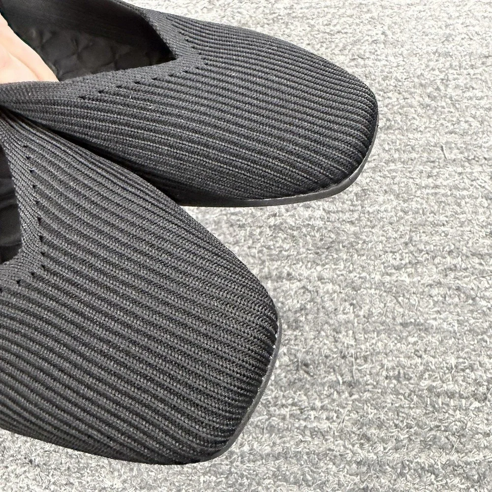 Vivaia Margot Flats Women 9 Walker Black Lightweight Square Toe V-Cut Shoes